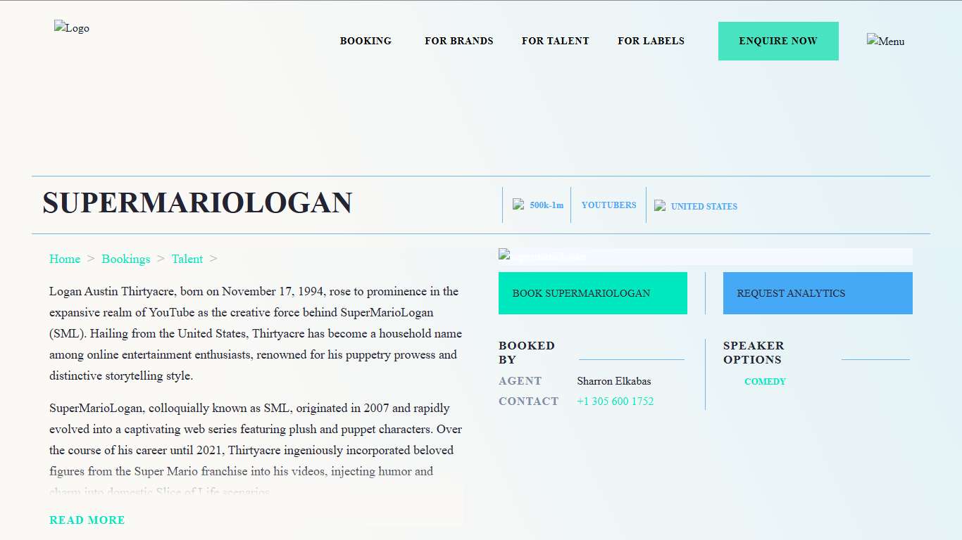 SuperMarioLogan | Booking Agent | Talent Roster | MN2S