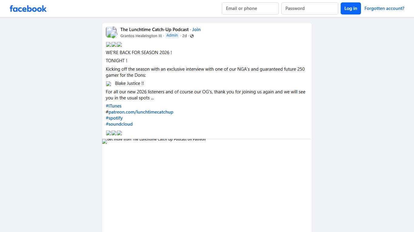 The Lunchtime Catch-Up Podcast | ⚫️🔴⚫️ | Facebook